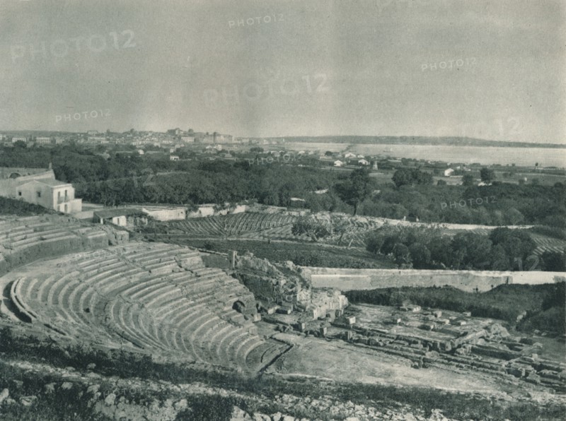 View of the town from the Greek Theatre, Syracuse, Sicily, Italy, 1927. Artist: Eugen Poppel.