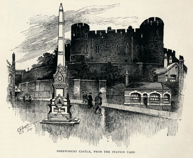 'Shrewsbury Castle, from the station yard', c1893, (1894). Artist: Charles George Harper.