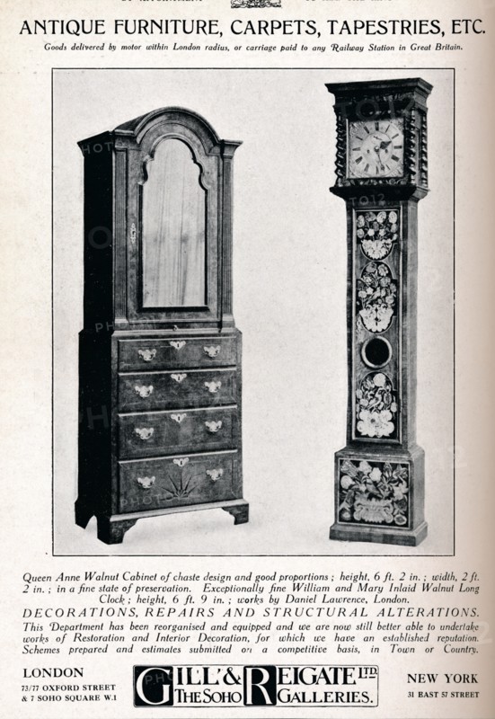 'Antique furniture, carpets, tapestries etc', 1921. Artist: Unknown.