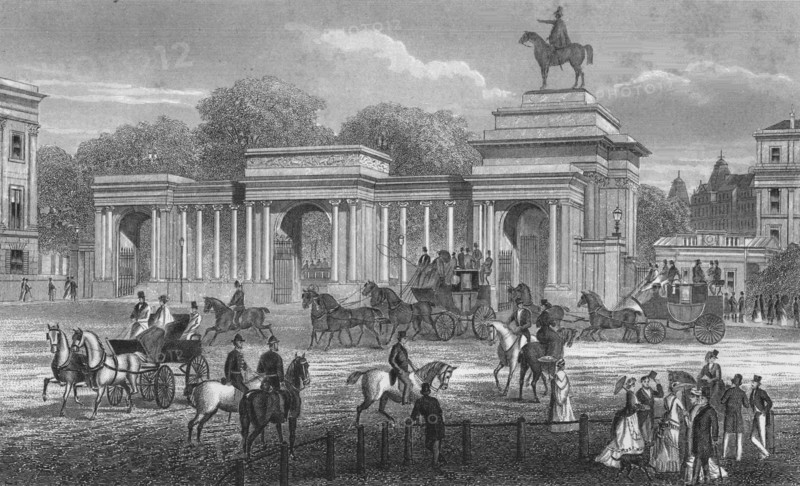 Entrance to Hyde Park, London, c1850 (1878). Artist: Unknown.