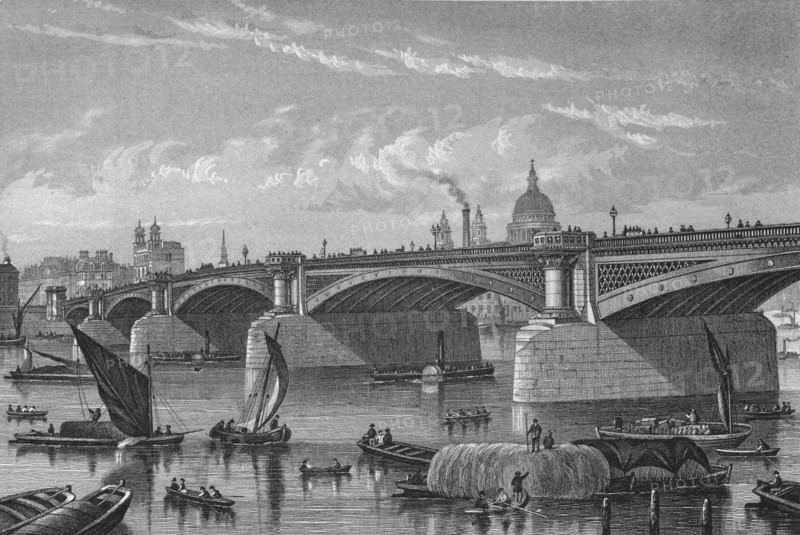 Blackfriars Bridge from the Surrey side, London, c1875 (1878). Artist: Unknown.