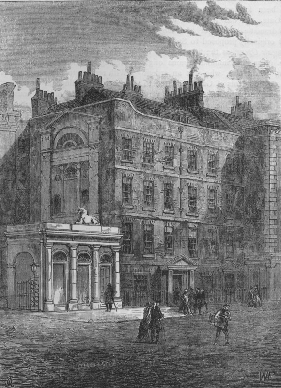 Messrs Christie and Manson's original auction rooms, Westminster, London, c1860 (1878). Artist: Unknown.