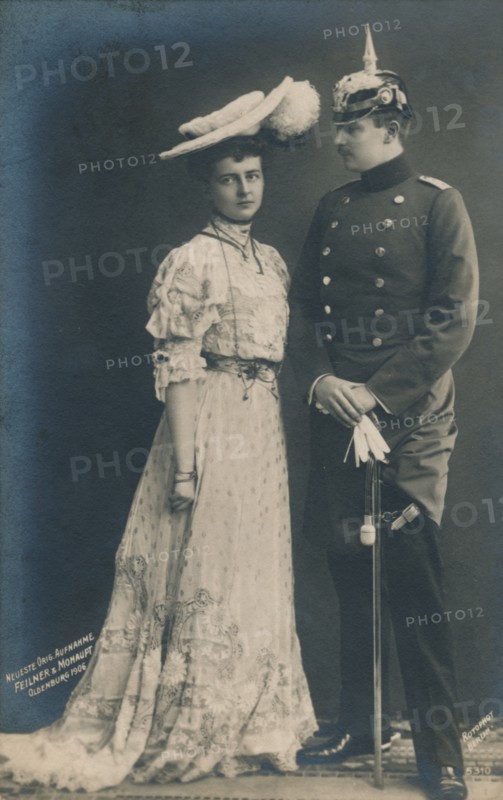 'German couple. With male in dress uniform', 1906. Artist: Unknown.