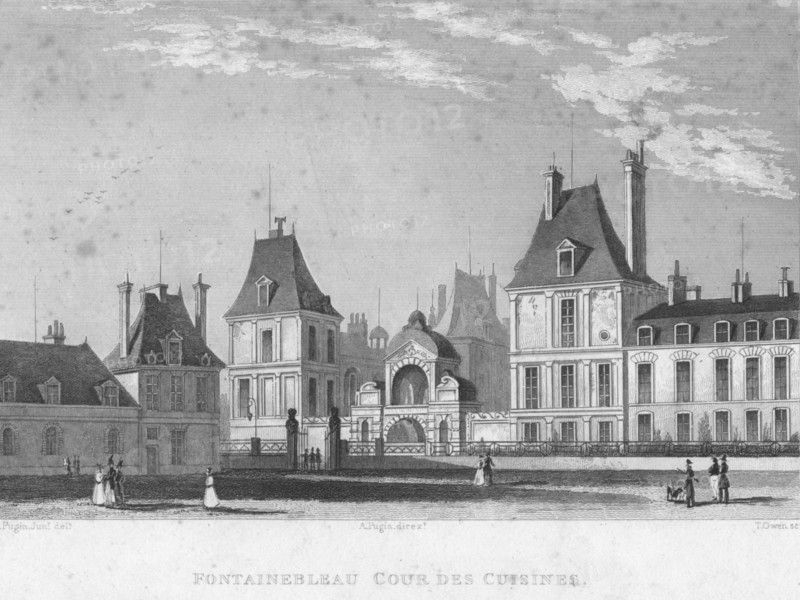 'Fontainebleau, Cour Des Cuisines', c1830.  Artist: T Owen.