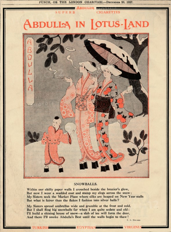 'Abdullas in Lotus-Land - Snowballs', 1927. Artist: Unknown.