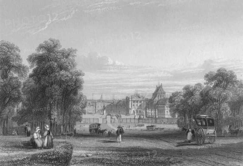 'The Palace of Versailles from the Paris Avenue', 1839. Artist: S Fisher.