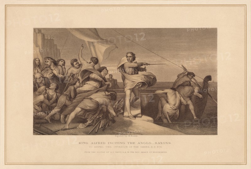 'King Alfred Inciting The Anglo Saxons', (1878). Artist: Herbert Bourne.