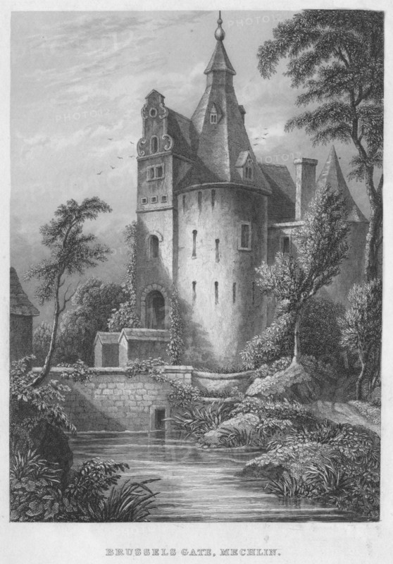 'Brussels Gate, Mechlen', 1850. Artist: Shury & Son.