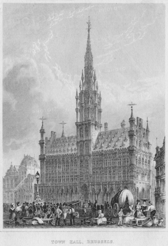 'Town Hall, Brussels', 1850. Artist: Shury & Son.