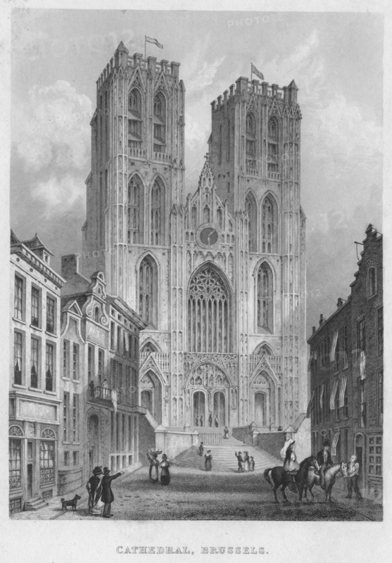 'Cathedral, Brussels', 1850. Artist: Shury & Son.