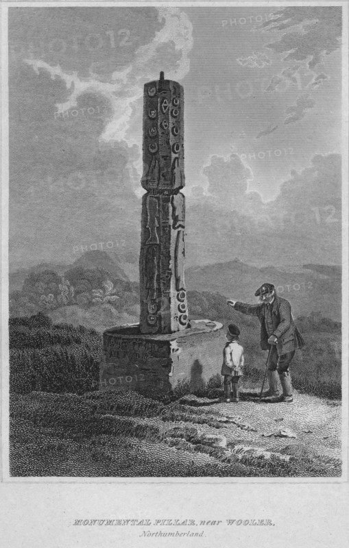 'Monumental Pillar, near Wooler, Northumberland', 1814. Artist: John Greig.