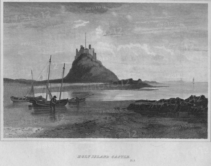 'Holy Island Castle', 1814. Artist: John Greig.