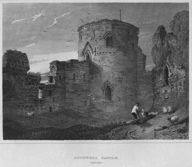 'Bothwell Castle, Clydesdale', 1814. Artist: John Greig.
