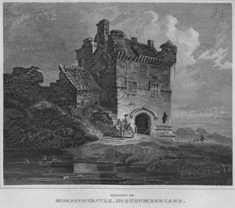 'Remains of Morpeth Castle, Northumberland', 1814. Artist: John Greig.