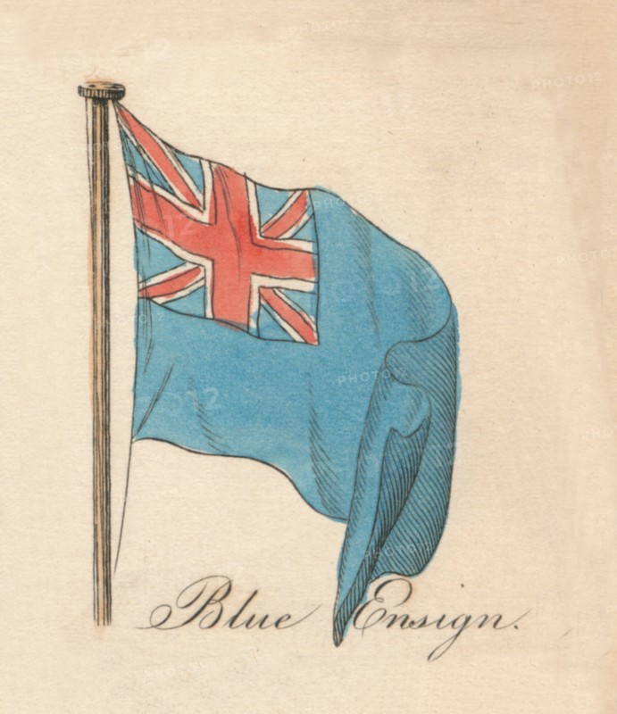 'Blue Ensign', 1838. Artist: Unknown.