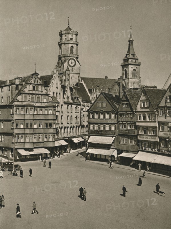 'Stuttgart. Maltplatz - Stiftskirche', 1931. Artist: Kurt Hielscher.