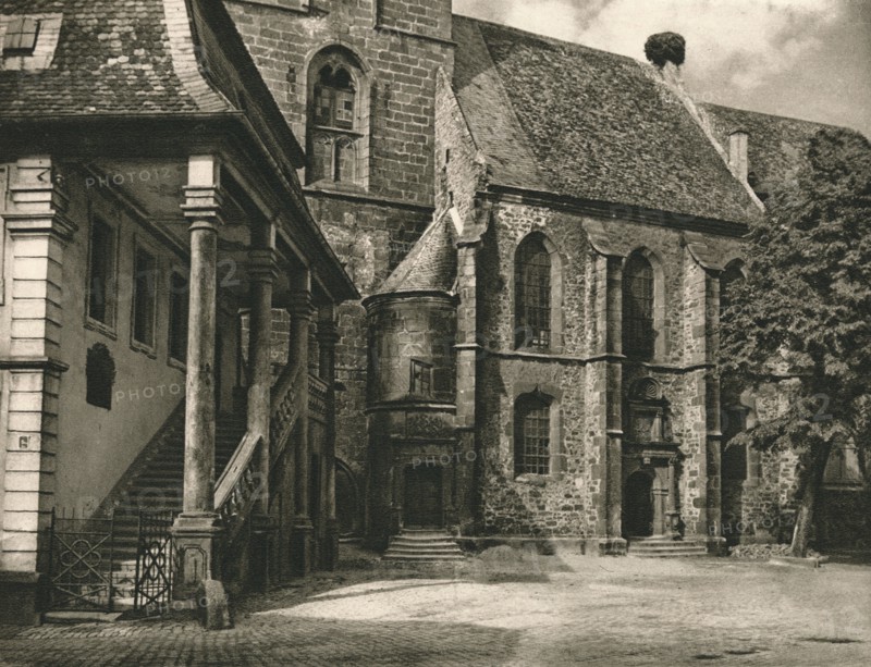 'Freinsheim (Pfalz). Town Hall steps - Church', 1931. Artist: Kurt Hielscher.