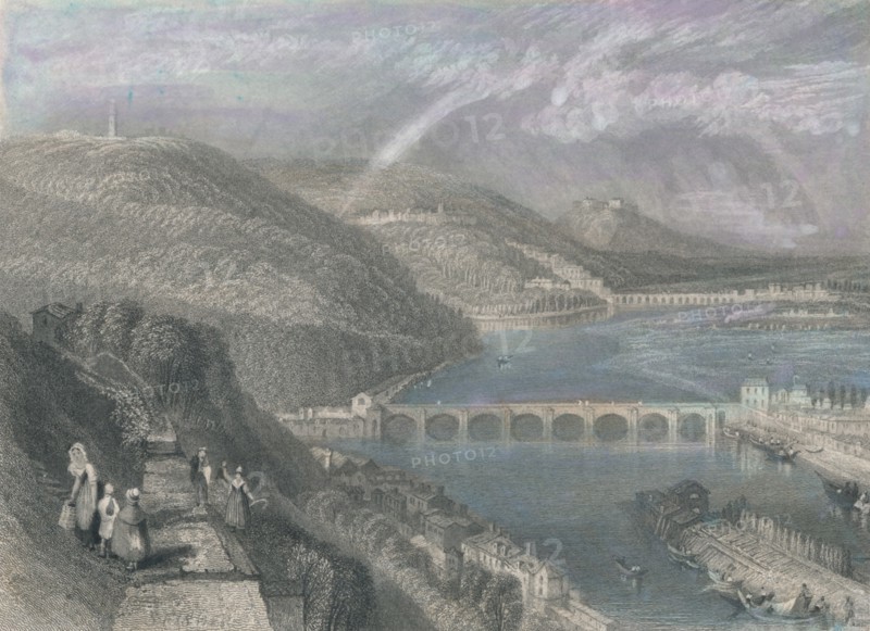 'Bridge of St. Cloud from Sevres', 1835. Artist: S Fisher.
