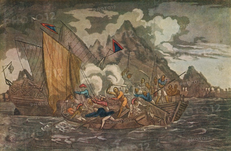 'Ships Attacked by Pirates', c1808. Artist: Unknown.