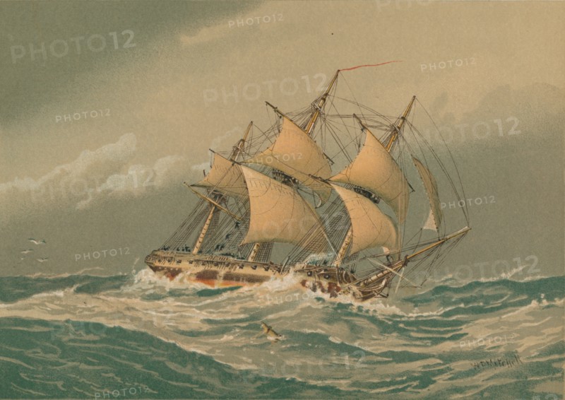 'A 28-Gun Frigate, about 1794', c1890. Artist: William Frederick Mitchell.