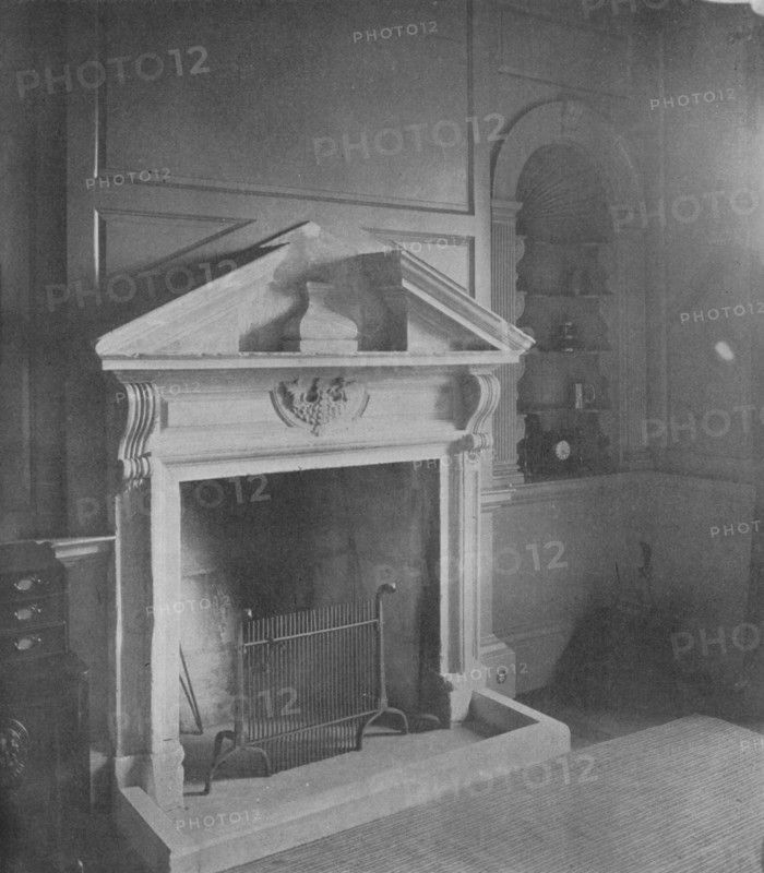 Fireplace in the study, Harrington House, Bourton-on-the-Water, Gloucestershire, 1926. Artist: Unknown.