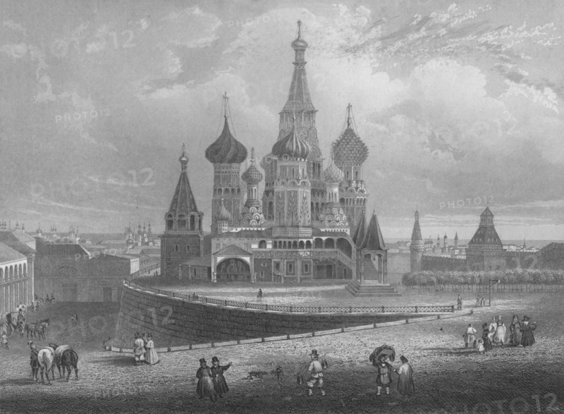 'Wassili Blagennoi or the Cathedral of St. Basil Moscow', c1850. Artist: Albert Henry Payne.
