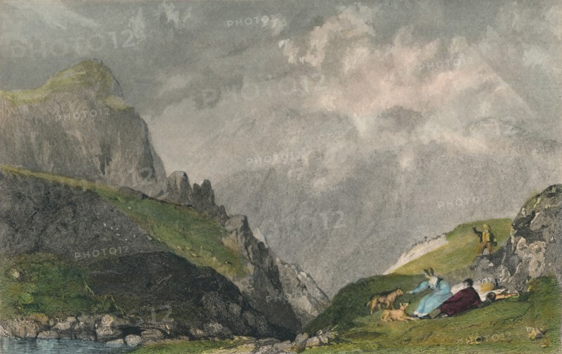 'View from Langdale Pikes, Looking Towards Bowfell, Westmorland', 1835. Artist: William Kelsall.