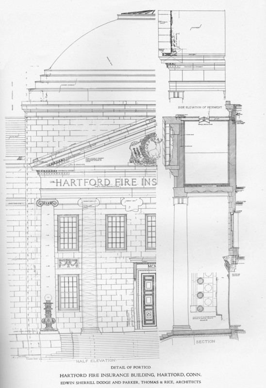 Detail of portico - Hartford Fire Insurance Building, Hartford, Connecticut, 1922. Artist: Edwin Sherrill Dodge and Parker, Thomas & Rice.