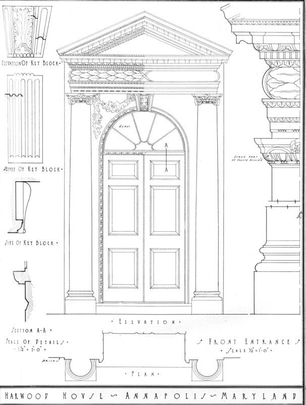 Measured drawing, Harwood House, Annapolis, Maryland, 1922. Artist: J Frederick Kelly.