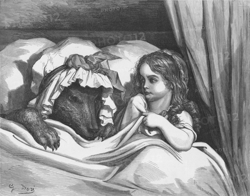 'The Disguised Wolf', 1870. Artist: Adolphe François Pannemaker.
