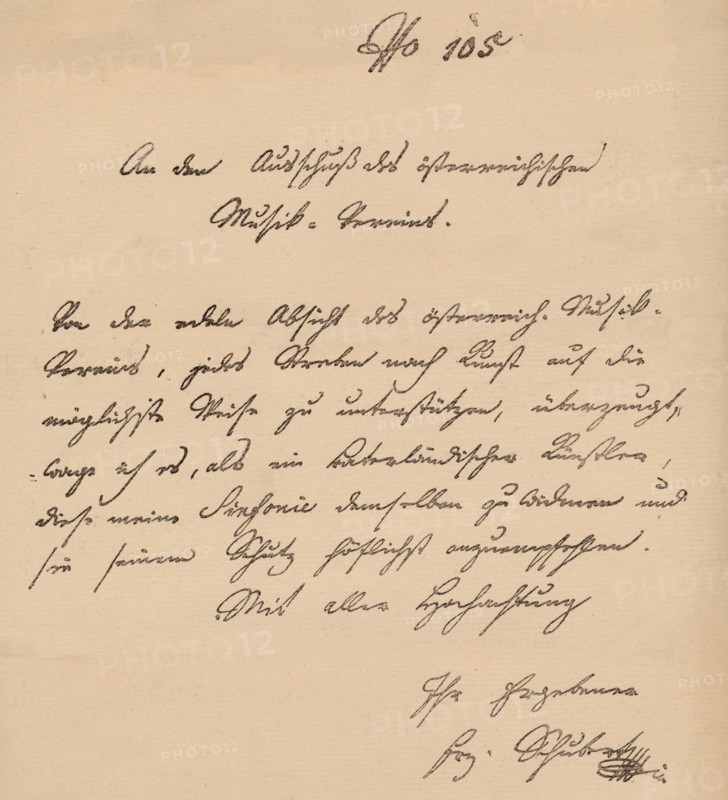 Letter from Franz Schubert to the Austrian Musical Union, c1820. Artist: Franz Peter Schubert.