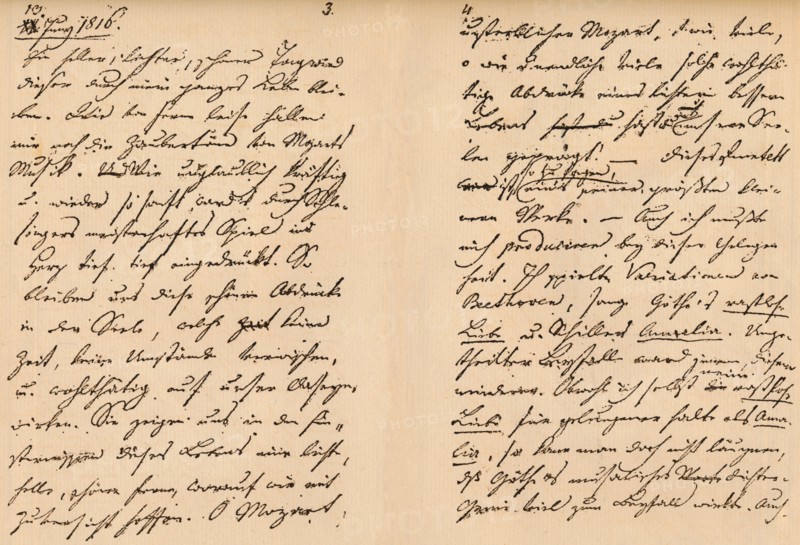 Third and fourth pages from Franz Schubert's diary, 1816 Artist: Franz Peter Schubert.