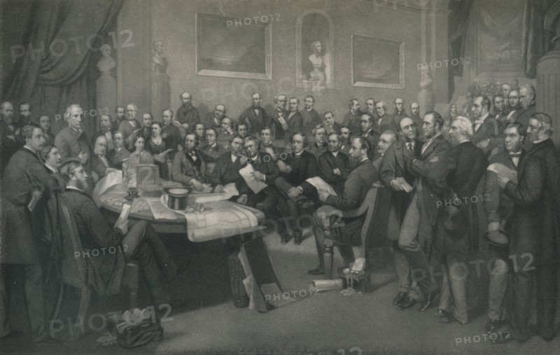 'The First School Board of London', c1873, (1917). Artist: John Whitehead Walton.