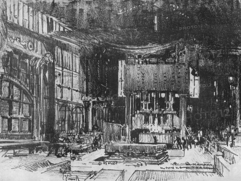 'Acolytes Preparing the Table of the War God', 1916, (1917). Artist: Joseph Pennell.