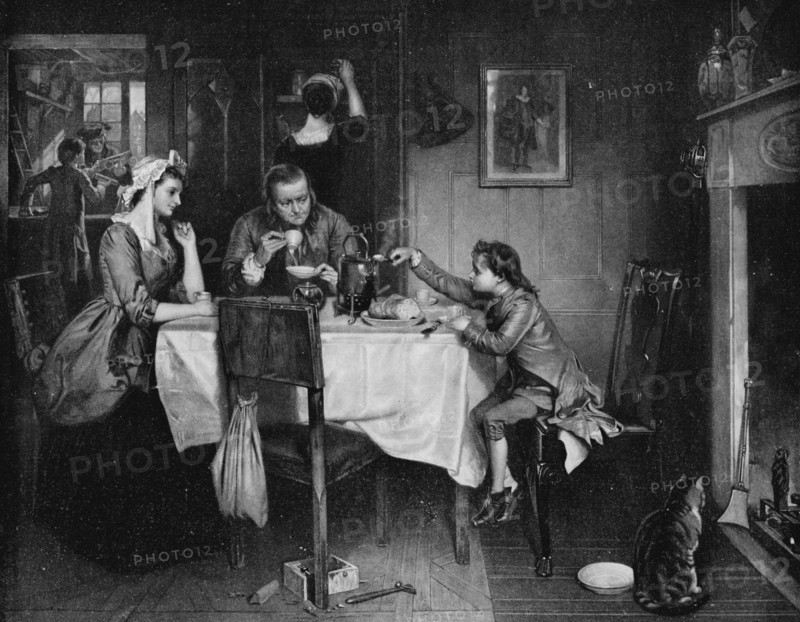 'Watt Discovering Condensation of Steam', c1884, (1917). Artist: Marcus Stone.