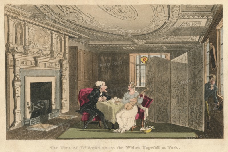 'The Visist of Dr Syntax to the Widow Hopefull at York', 1820. Artist: Thomas Rowlandson.