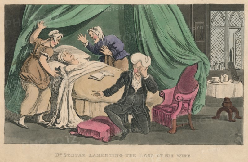 'Dr Syntax Lamenting the Loss of His Wife', 1820. Artist: Thomas Rowlandson.