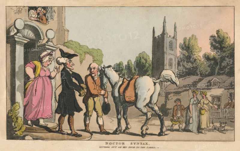 'Doctor Syntax, Setting out on His Tour to the Lakes', 1820. Artist: Thomas Rowlandson.