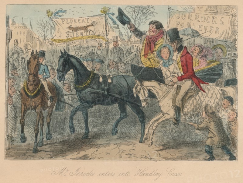 'Mr. Jorrocks enters into Handley Cross', 1854. Artist: John Leech.