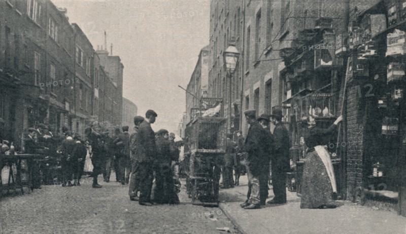 'Sclater Street Bird Fair on Sunday Morning', 1901. Artist: RA Shield.
