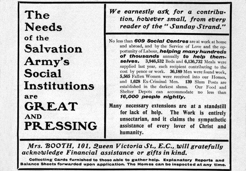 'The Needs of the Salvation Army's Social Institutions are Great and Pressing'', 1901. Artist: Unknown.
