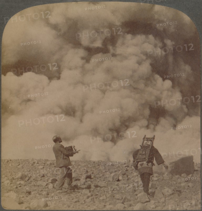 'Volcanic explosion - smoke, steam and stones thrown from crater of Asama-yama, Japan', 1904.  Artist: Unknown.