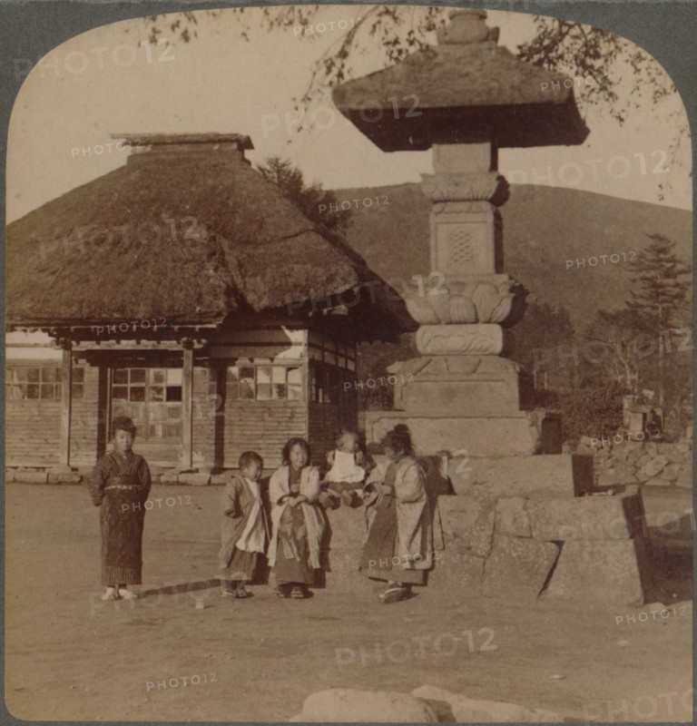 Children in front of village schoolhouse, Karuizawa, Japan', 1904.  Artist: Unknown.