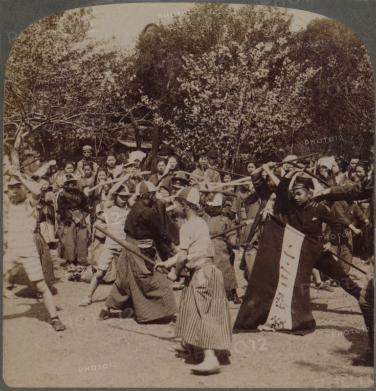 'Warlike spirit of youthful Japanese Schoolboys in Ueno Park, Tokyo, Japan', 1904. Artist: Unknown.