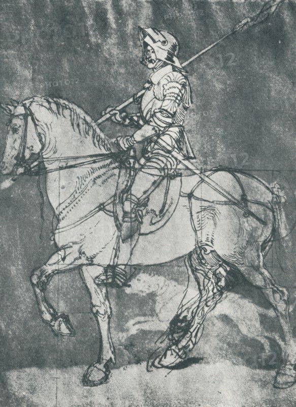 'Man in Armour, on Horseback', 1498, (1912). Artist: Albrecht Durer.