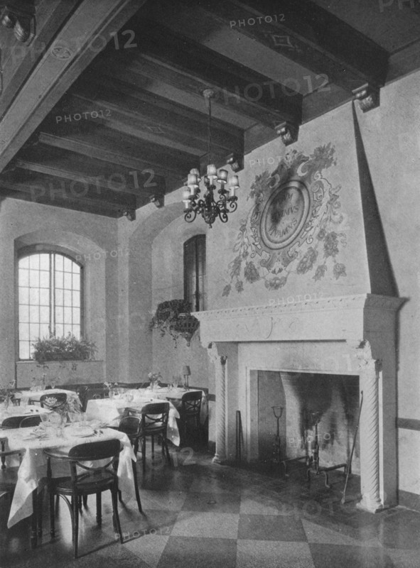 Fireplace in south-east dining room, the Fraternity Clubs Building, New York City, 1924. Artist: Unknown.