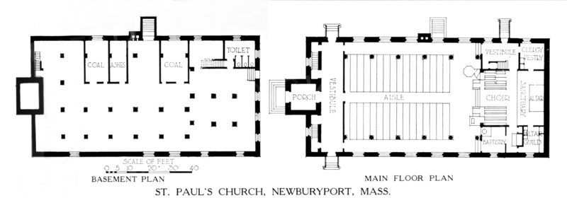 Floor plans, St Paul's Church, Newburyport, Massachusetts, 1924. Artist: Unknown.