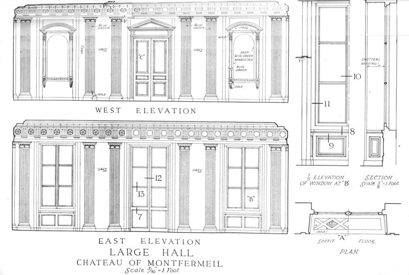 Large Hall, Chateau of Montfermeil, Paris, 1924. Artist: Unknown.