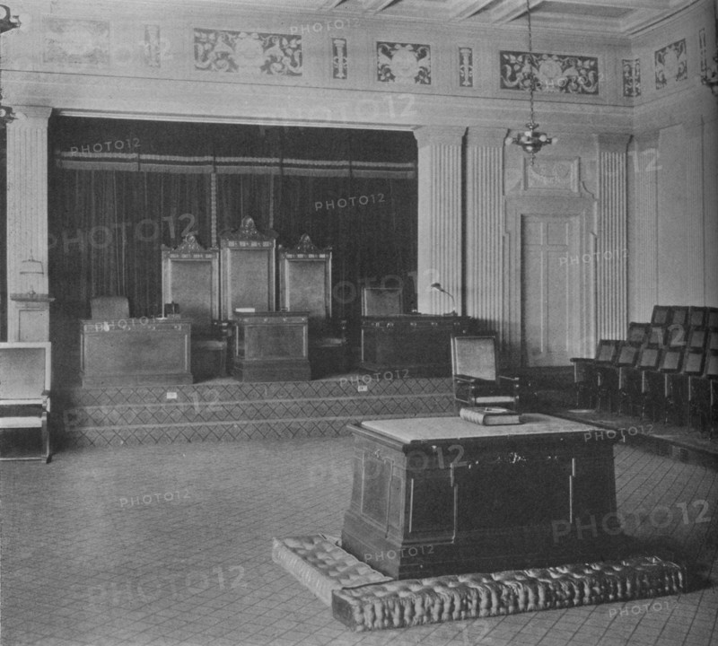 The Lodge Room, showing decorative frieze, Masonic Temple, Birmingham, Alabama, 1924. Artist: Unknown.