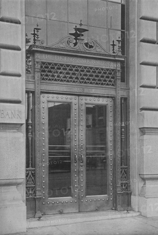 Detail of side entrance door, Phoenix National Bank, 1924. Artist: Unknown.